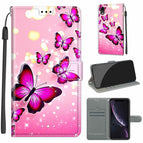 For iPhone XR / C03 Gradient Pink Flying Butterflies