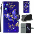 For iPhone XR / C11 Blue Golden Chain Butterflies