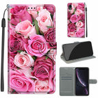 For iPhone XR / C17 Green Leaf Pink Rose