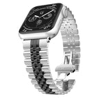 7 45mm / 6 & SE & 5 & 4 44mm / 3 & 2 & 1 42mm / Silver + Black