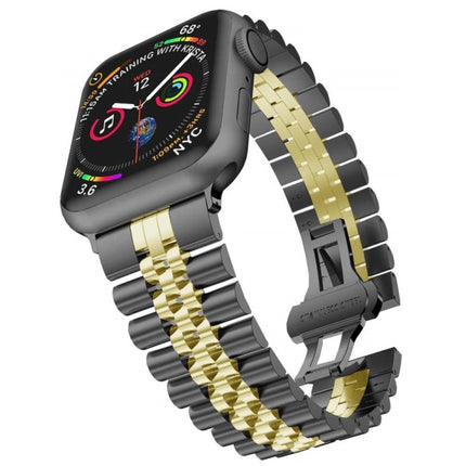 Five Beads Stainless Steel Replacement Watchbands For Apple Watch Series, 7 45mm / 6 & SE & 5 & 4 44mm / 3 & 2 & 1 42mm, 7 41mm / 6 & SE & 5 & 4 40mm / 3 & 2 & 1 38mm