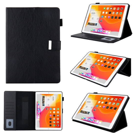 Estuche de cuero con tapa horizontal de estilo empresarial con soporte, ranura para tarjetas, marco de fotos, billetera, correa para la mano y función de suspensión/activación, para iPad Pro de 10,5 pulgadas/iPad 10,2, iPad 5/6/7/8/9, iPad mini 1/2/3/4/5