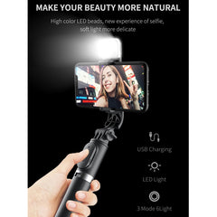 Q02S Fill Light Bluetooth Selfie Stick Tripod Mobile Phone Holder, Q02S(Black), Q02S(White)