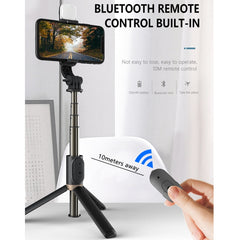 Q03S Fill Light Bluetooth Selfie Stick Tripod Mobile Phone Holder, Q03S(Black), Q03S(White)