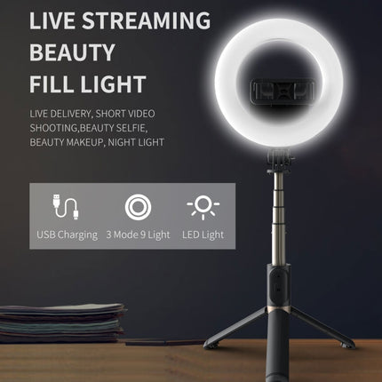 Q07 6 Inch Ring Light Portable Bluetooth Selfie Stick Tripod, Q07