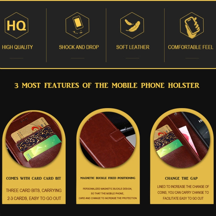idewei Crazy Horse Texture Horizontal Flip Leather Case with Holder & Card Slots & Wallet, For Wiko Power U10, For Wiko Power U30