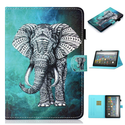 Coloured Drawing Stitching Horizontal Flip Leather Case with Holder & Card Slot & Sleep / Wake-up Function, For Amazon Fire HD 10 (2021)