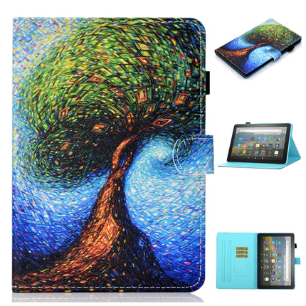 Coloured Drawing Stitching Horizontal Flip Leather Case with Holder & Card Slot & Sleep / Wake-up Function, For Amazon Fire HD 10 (2021)