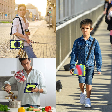 360-Grad-Drehung, kontrastfarbene, stoßfeste Silikon- und PC-Hülle mit Halterung, Handgriffschlaufe und Schultergurt, für iPad mini (2019)/4, für Samsung Galaxy Tab A7 10.4 (2020) T500/T505