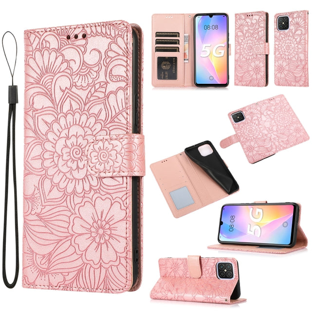 Skin Feel Embossed Sunflower Horizontal Flip Leather Case with Holder & Card Slots & Wallet & Lanyard, For Huawei nova 8 SE, For Huawei nova 7 SE, For Huawei nova 7 Pro 5G, For Huawei Y6p