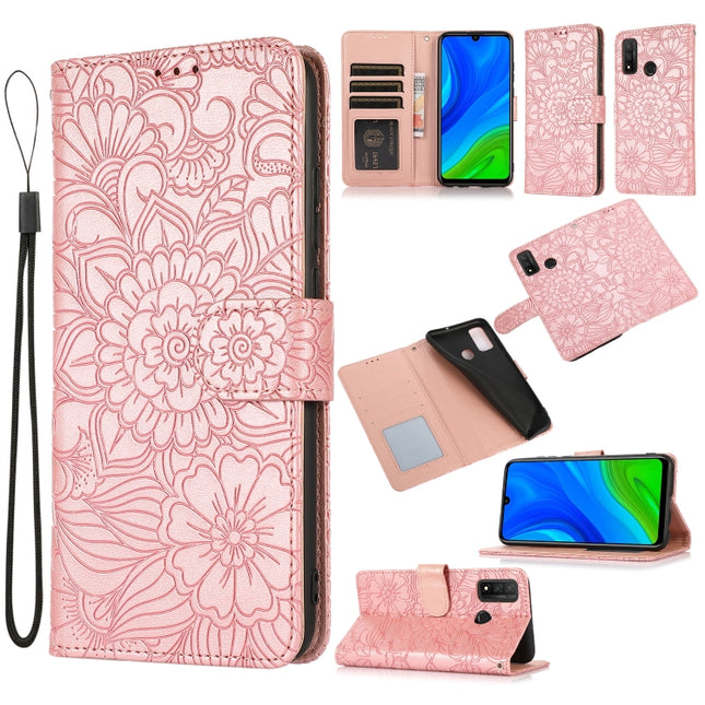 Skin Feel Embossed Sunflower Horizontal Flip Leather Case with Holder & Card Slots & Wallet & Lanyard, For Huawei Y5p, For Huawei P smart 2020, For Huawei P40 Pro, For Huawei P40 lite