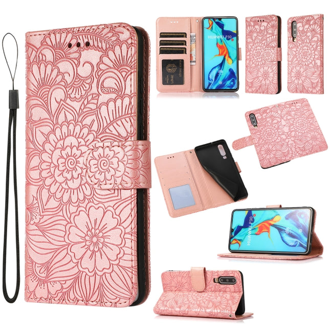Skin Feel Embossed Sunflower Horizontal Flip Leather Case with Holder & Card Slots & Wallet & Lanyard, For Huawei P30, For Huawei P20 lite
