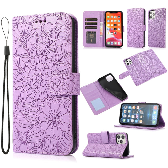 Funda de piel con tapa horizontal con diseño de girasol en relieve con soporte, ranuras para tarjetas, billetera y cordón, para iPhone 12, iPhone 12 Mini, iPhone 12 Pro, iPhone 12 Pro Max, iPhone 11 Pro Max