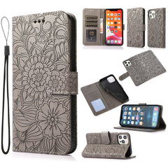 Horizontale Klapphülle aus Leder mit Sonnenblumen-Prägung, Halter, Kartenfächern, Geldbörse und Trageband, für iPhone 12, iPhone 12 Mini, iPhone 12 Pro, iPhone 12 Pro Max, iPhone 11 Pro Max