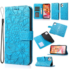 Horizontale Klapphülle aus Leder mit Sonnenblumen-Prägung, Halter, Kartenfächern, Geldbörse und Trageband, für iPhone 12, iPhone 12 Mini, iPhone 12 Pro, iPhone 12 Pro Max, iPhone 11 Pro Max