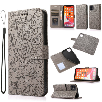 Skin Feel Embossed Sunflower Horizontal Flip Leather Case with Holder & Card Slots & Wallet & Lanyard, For iPhone 11 Pro Max, For iPhone 11 Pro, For iPhone 11, For iPhone XR