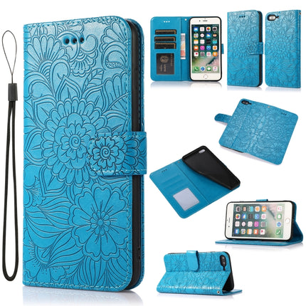 Skin Feel Embossed Sunflower Horizontal Flip Leather Case with Holder & Card Slots & Wallet & Lanyard, For iPhone 7 Plus / 8 Plus, For iPhone 7 / 8 / SE(2020)