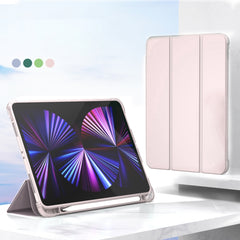 3-folding Horizontal Flip PU Leather + TPU Aitbag Shockproof Half Paste Case with Holder & Pen Slot & Sleep / Wake-up Function, For iPad Pro 11 2022 / 2020/2021