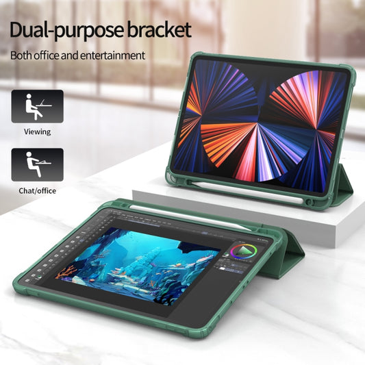 3-folding Horizontal Flip PU Leather + TPU Aitbag Shockproof Half Paste Case with Holder & Pen Slot & Sleep / Wake-up Function, For iPad Pro 11 2022 / 2020/2021