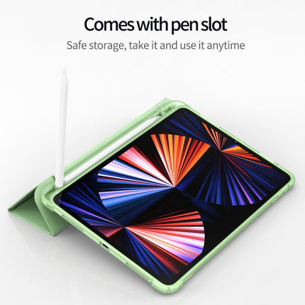 3-fach faltbares horizontales Flip-PU-Leder + TPU-Aitbag Stoßfestes Half-Paste-Case mit Halter &amp; Stiftschlitz &amp; Schlaf-/Weckfunktion, für iPad Pro 11 2022/2020/2021