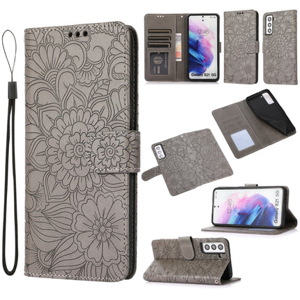 Skin Feel Embossed Sunflower Horizontal Flip Leather Case with Holder & Card Slots & Wallet & Lanyard, For Samsung Galaxy S21 5G, For Samsung Galaxy S21 FE, For Samsung Galaxy A21s, For Samsung Galaxy Note20