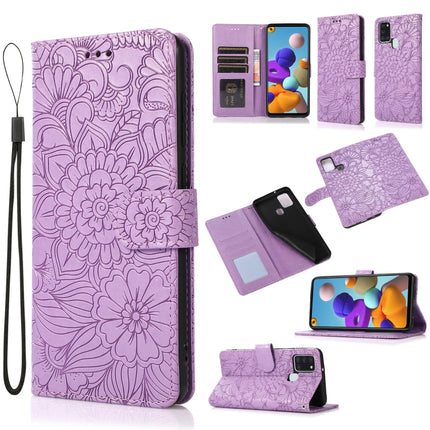 Skin Feel Embossed Sunflower Horizontal Flip Leather Case with Holder & Card Slots & Wallet & Lanyard, For Samsung Galaxy S21 5G, For Samsung Galaxy S21 FE, For Samsung Galaxy A21s, For Samsung Galaxy Note20