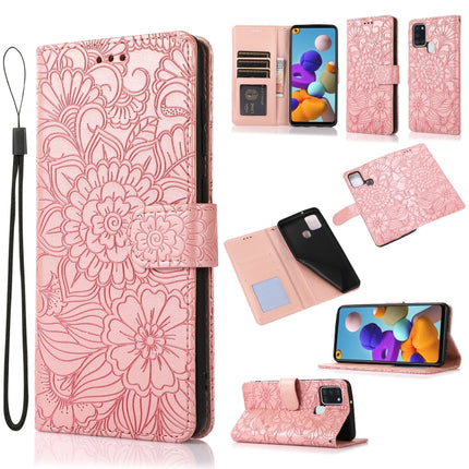 Skin Feel Embossed Sunflower Horizontal Flip Leather Case with Holder & Card Slots & Wallet & Lanyard, For Samsung Galaxy S21 5G, For Samsung Galaxy S21 FE, For Samsung Galaxy A21s, For Samsung Galaxy Note20