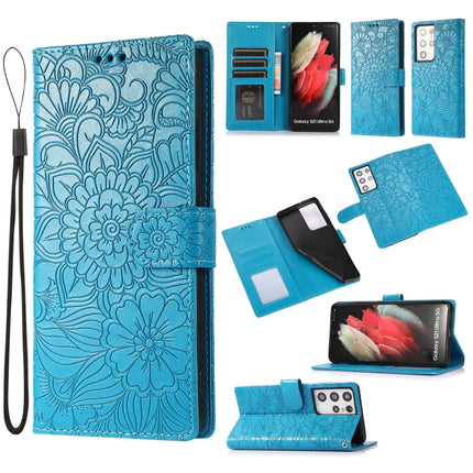 Skin Feel Embossed Sunflower Horizontal Flip Leather Case with Holder & Card Slots & Wallet & Lanyard, For Samsung Galaxy Note9, For Samsung Galaxy Note20 Ultra, For Samsung Galaxy S20 Ultra, For Samsung Galaxy S21 Ultra 5G