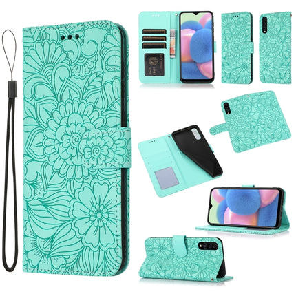 Skin Feel Embossed Sunflower Horizontal Flip Leather Case with Holder & Card Slots & Wallet & Lanyard, For Samsung Galaxy A30s, For Samsung Galaxy A50s, For Samsung Galaxy A70s, For Samsung Galaxy S10