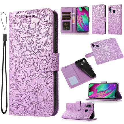 Skin Feel Embossed Sunflower Horizontal Flip Leather Case with Holder & Card Slots & Wallet & Lanyard, For Samsung Galaxy S10+, For Samsung Galaxy S10e, For Samsung Galaxy A20s, For Samsung Galaxy A40