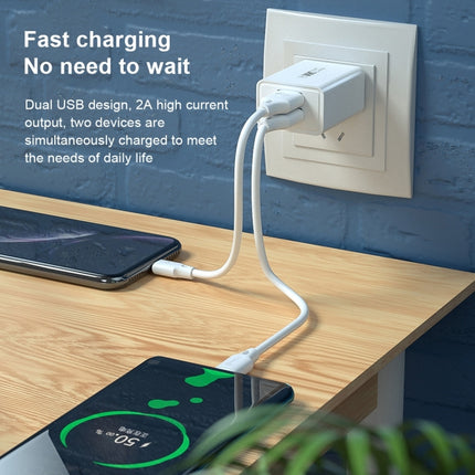 WK WP-U56 2A Dual USB Fast Charging Travel Charger Power Adapter,, UK Plug, EU Plug
