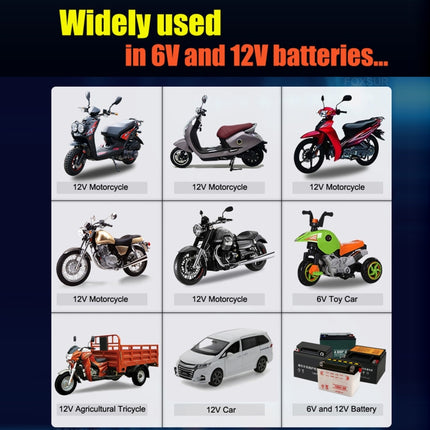 FOXSUR 2A / 6V / 12V Car / Motorcycle 3-stage Full Smart Battery Charger, 2A, US Plug, 2A, EU Plug, 2A, JP Plug, 2A, UK Plug