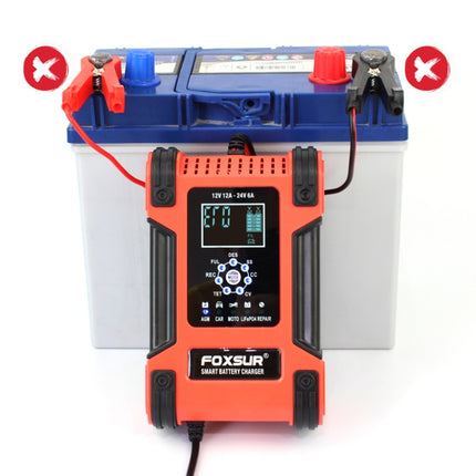 FOXSUR 12A / 12V / 24V Car / Motorcycle 7-stage Lead-acid Battery AGM Charger