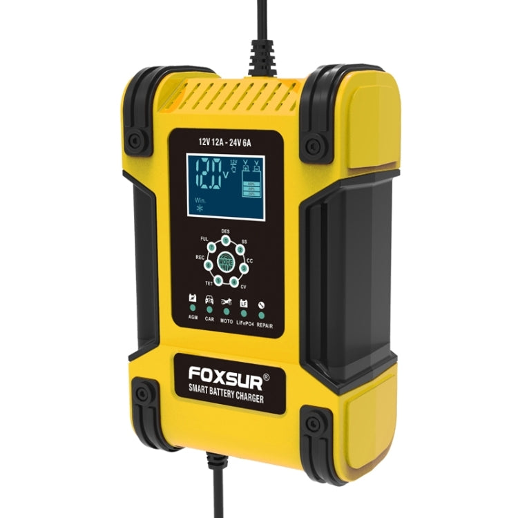 FOXSUR 12A / 12V / 24V Car / Motorcycle 7-stage Lead-acid Battery AGM Charger