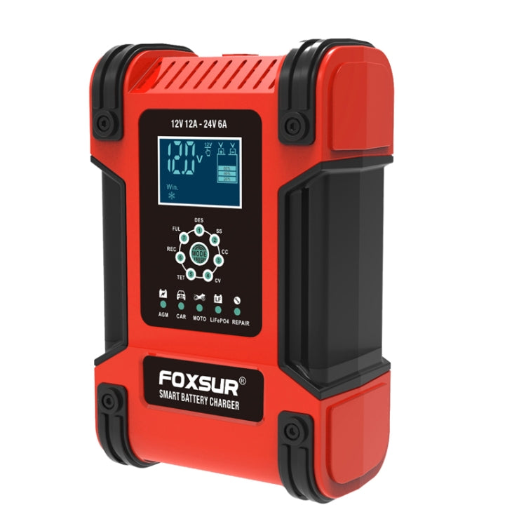 FOXSUR 12A / 12V / 24V Car / Motorcycle 7-stage Lead-acid Battery AGM Charger