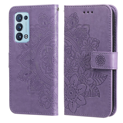 7-petal Flowers Embossing Pattern Horizontal Flip PU Leather Case with Holder & Card Slots & Wallet & Photo Frame, For OPPO Reno6 5G, For OPPO Reno 6 Pro 5G, For OPPO Reno 6 Pro+ 5G, For OPPO Realme 8 5G