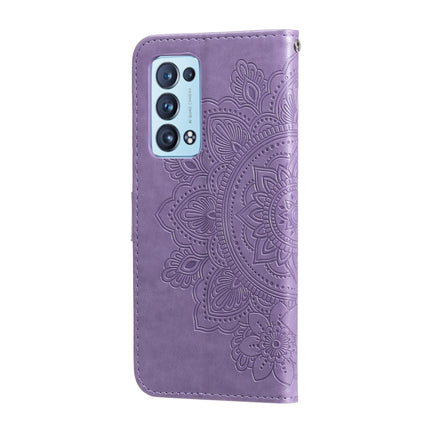 7-petal Flowers Embossing Pattern Horizontal Flip PU Leather Case with Holder & Card Slots & Wallet & Photo Frame, For OPPO Reno6 5G, For OPPO Reno 6 Pro 5G, For OPPO Reno 6 Pro+ 5G, For OPPO Realme 8 5G