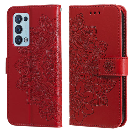 7-petal Flowers Embossing Pattern Horizontal Flip PU Leather Case with Holder & Card Slots & Wallet & Photo Frame, For OPPO Reno6 5G, For OPPO Reno 6 Pro 5G, For OPPO Reno 6 Pro+ 5G, For OPPO Realme 8 5G