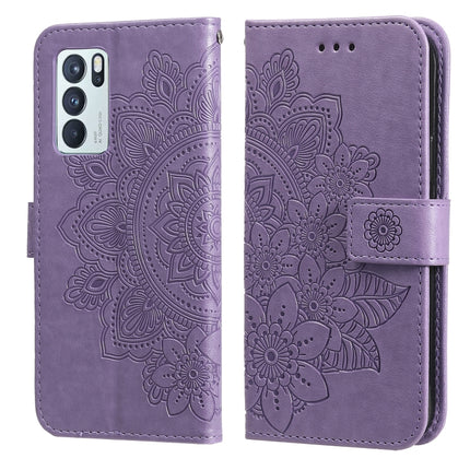 7-petal Flowers Embossing Pattern Horizontal Flip PU Leather Case with Holder & Card Slots & Wallet & Photo Frame, For OPPO Reno6 5G, For OPPO Reno 6 Pro 5G, For OPPO Reno 6 Pro+ 5G, For OPPO Realme 8 5G