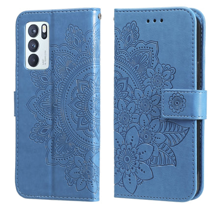 7-petal Flowers Embossing Pattern Horizontal Flip PU Leather Case with Holder & Card Slots & Wallet & Photo Frame, For OPPO Reno6 5G, For OPPO Reno 6 Pro 5G, For OPPO Reno 6 Pro+ 5G, For OPPO Realme 8 5G