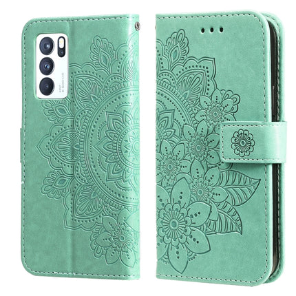 7-petal Flowers Embossing Pattern Horizontal Flip PU Leather Case with Holder & Card Slots & Wallet & Photo Frame, For OPPO Reno6 5G, For OPPO Reno 6 Pro 5G, For OPPO Reno 6 Pro+ 5G, For OPPO Realme 8 5G