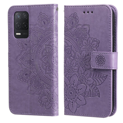 7-petal Flowers Embossing Pattern Horizontal Flip PU Leather Case with Holder & Card Slots & Wallet & Photo Frame, For OPPO Reno6 5G, For OPPO Reno 6 Pro 5G, For OPPO Reno 6 Pro+ 5G, For OPPO Realme 8 5G