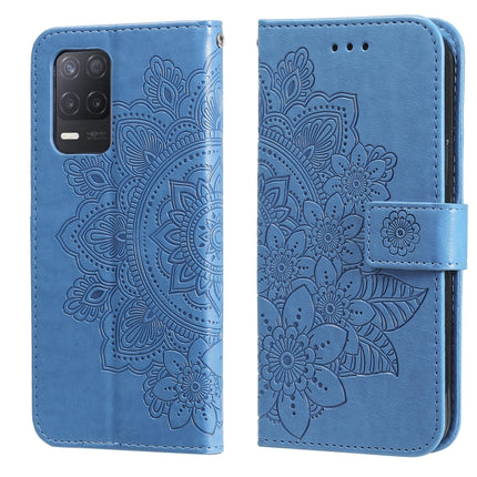 7-petal Flowers Embossing Pattern Horizontal Flip PU Leather Case with Holder & Card Slots & Wallet & Photo Frame, For OPPO Reno6 5G, For OPPO Reno 6 Pro 5G, For OPPO Reno 6 Pro+ 5G, For OPPO Realme 8 5G