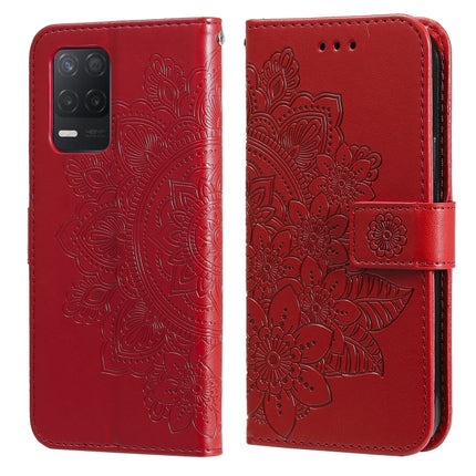 7-petal Flowers Embossing Pattern Horizontal Flip PU Leather Case with Holder & Card Slots & Wallet & Photo Frame, For OPPO Reno6 5G, For OPPO Reno 6 Pro 5G, For OPPO Reno 6 Pro+ 5G, For OPPO Realme 8 5G