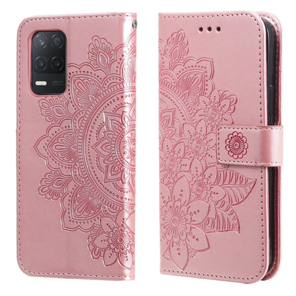 7-petal Flowers Embossing Pattern Horizontal Flip PU Leather Case with Holder & Card Slots & Wallet & Photo Frame, For OPPO Reno6 5G, For OPPO Reno 6 Pro 5G, For OPPO Reno 6 Pro+ 5G, For OPPO Realme 8 5G