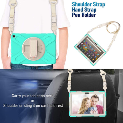 Silicone + PC Protective Case with Holder & Shoulder Strap, For Amazon Kindle Fire HD 10 2021