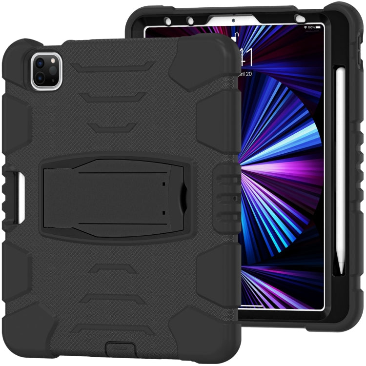 3-lagiger Schutzbildschirmrahmen + PC + stoßfeste Silikon-Kombinationshülle mit Halterung, für iPad Pro 11 2022/2021/2020/2018, für iPad Air 4 10,9 Zoll 2020