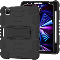 3-lagiger Schutzbildschirmrahmen + PC + stoßfeste Silikon-Kombinationshülle mit Halterung, für iPad Pro 11 2022/2021/2020/2018, für iPad Air 4 10,9 Zoll 2020