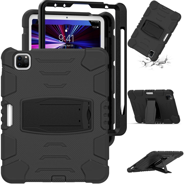 3-lagiger Schutzbildschirmrahmen + PC + stoßfeste Silikon-Kombinationshülle mit Halterung, für iPad Pro 11 2022/2021/2020/2018, für iPad Air 4 10,9 Zoll 2020