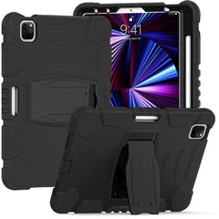 3-lagiger Schutzbildschirmrahmen + PC + stoßfeste Silikon-Kombinationshülle mit Halterung, für iPad Pro 11 2022/2021/2020/2018, für iPad Air 4 10,9 Zoll 2020